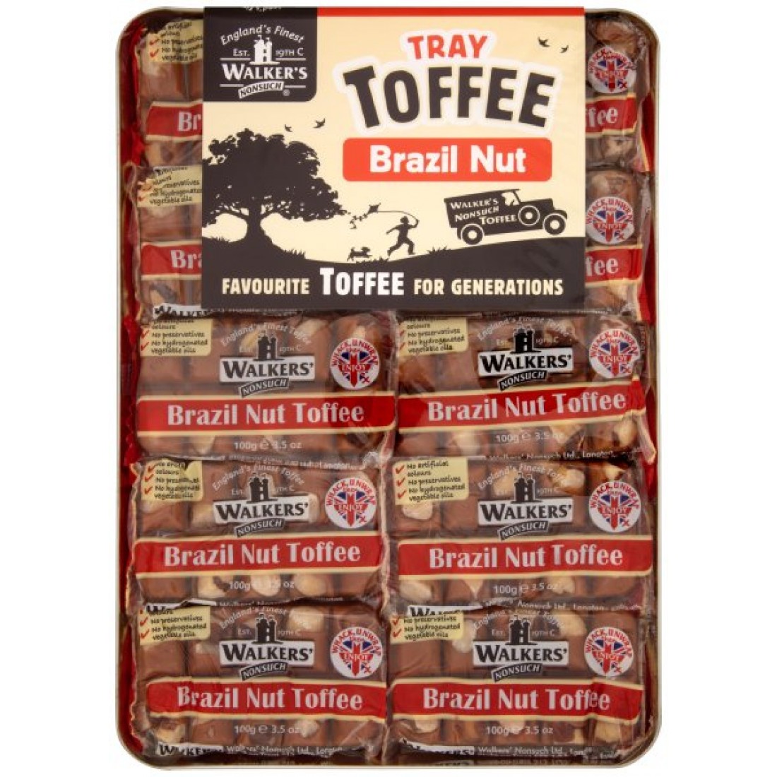 Walkers Brazil Nut Toffee Bar 10Piece Tray Candy Ireland's