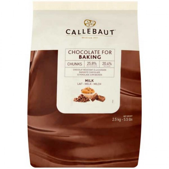 Callebaut 25% Cocoa Milk Chocolate Chunks 2.5kg