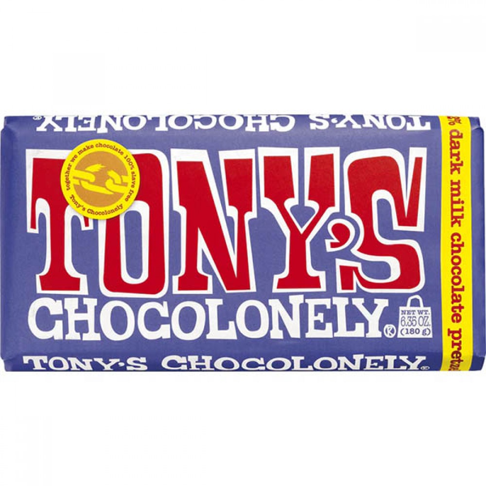 Tony's Chocolonely Dark & Milk Chocolate, Pretzel & Toffee Bar 15 x ...