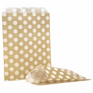 Gold & White Polka Dot Candy Bag 100 Pack