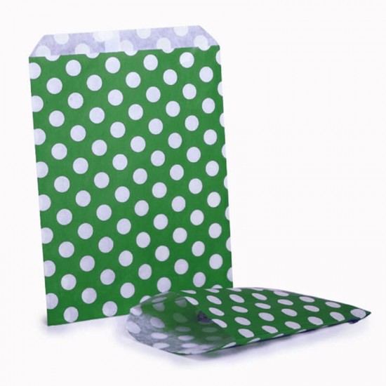 Green & White Polka Dot Bag 100 Pack