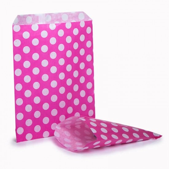 Pink & White Polka Dot Candy Bag 100 Pack