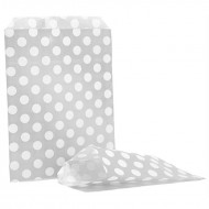 Silver & White Polka Dot Candy Bag 100 Pack