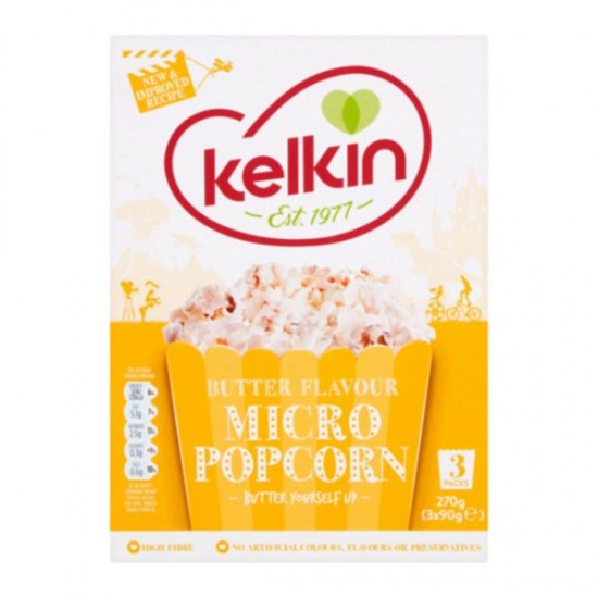 Kelkin Butter Microwave Popcorn 3 Pack x 16