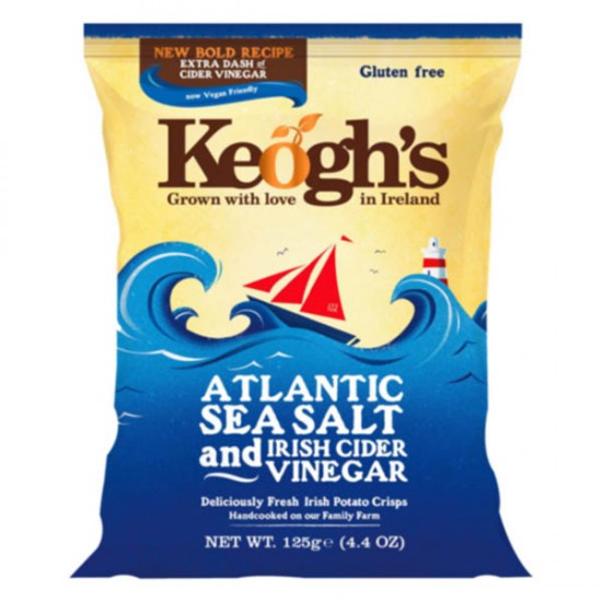 Keoghs Atlantic Sea Salt & Irish Cider Vinegar Crisps 12 x 125g