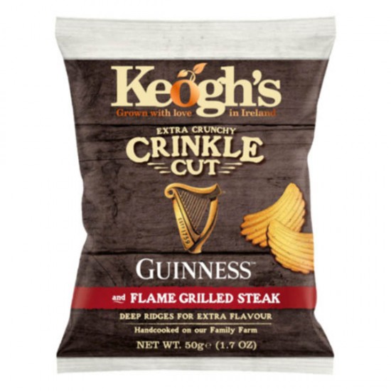 Keoghs Crinkle Cut Guinness & Flame Grilled Steak Crisps 24 x 50g