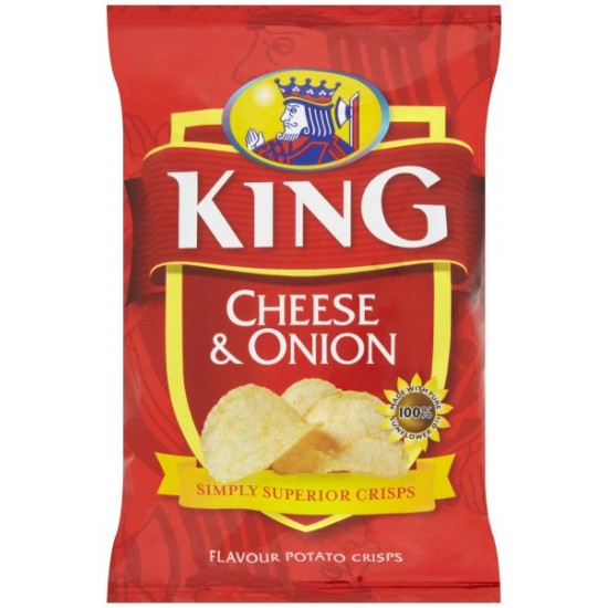 King Crisps Cheese & Onion: 50-Piece Box