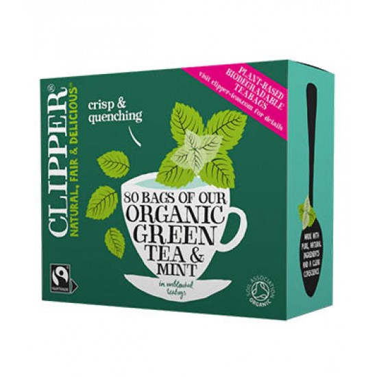 Clipper Organic Green Tea with Mint 80 Bags x 4