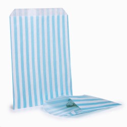 Light Blue Stripe Candy Bag 100 Pack