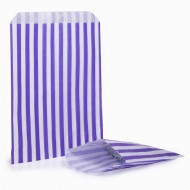 Purple Stripe Candy Bag: 100 Pack