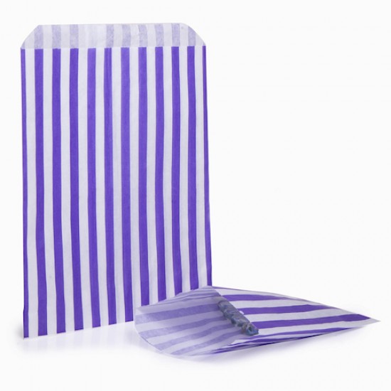 Purple Stripe Candy Bag 100 Pack