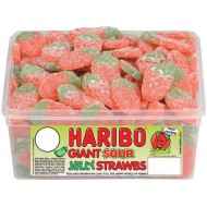 Haribo Giant Sour Strawbs: 100-Piece Tub