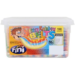 Fini Fizzy Rainbow Belts: 150-Piece Tub