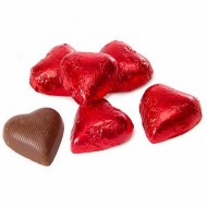 Red Foiled Milk Chocolate Heart: 1kg Bag